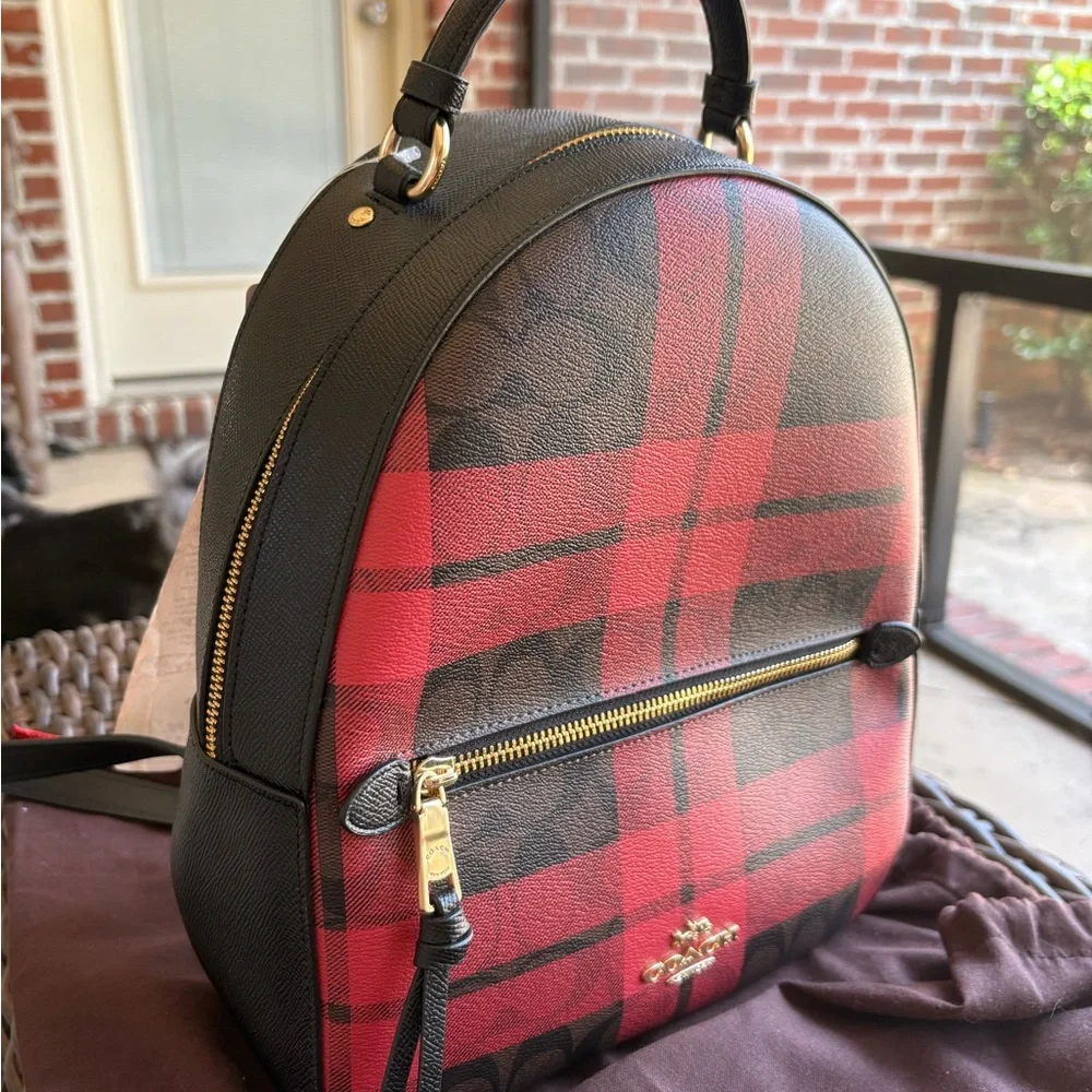 Coach Jordyn Backpack in Signature Canvas with Field Plaid Print